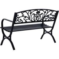 Banco de Jardín de 2 Plazas Banco de Terraza de Hierro con Diseño Clásico Patrón Floral 127x60x85cm Negro - details 6