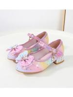 Zapatos de tacón alto para niños, calzado versátil de cuero con lentejuelas, Arco Iris, lazo, Princesa, fiesta, boda, primavera y otoño - details 7