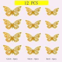 12 Uds. De pegatinas creativas de mariposa hueca 3D a la moda, arte de pared moderno, decoraciones para el hogar, regalo DIY - details 9