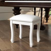 Taburete Moderno Recubierto de Almohadillas Antideslizantes Blanco Ideal para Vestidor, Dormitorio, Entrada, Patas Curvas - details 2