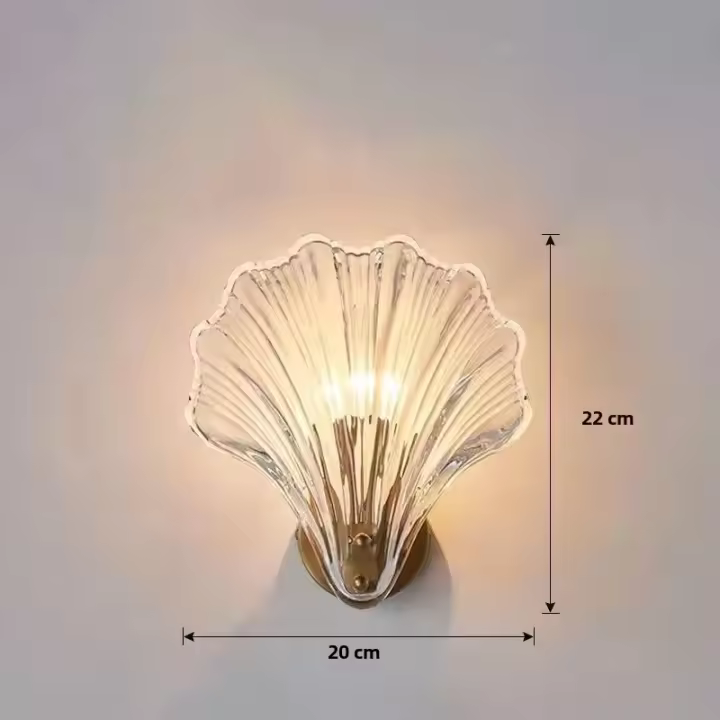 Lámpara de Pared Moderna con Concha E14 de Vidrio Iluminación Interior para Dormitorio y Sala de Estar Fijación en la Pared Alimentación AC 220V - 1