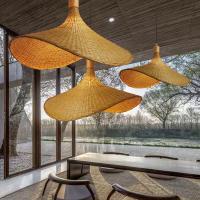 Lámpara colgante de ratán, luz de techo de bambú tejido, luz de comedor Zen japonesa - details 1