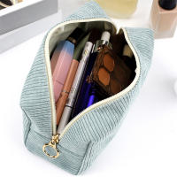 Bolso De Maquillaje Para Viaje Organizador De Cosméticos De Corduroy Para Mujeres Estuche De Belleza Portátil De Cierre De Cremallera - details 18