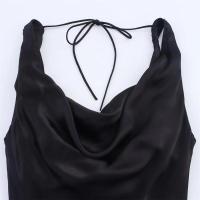Vestido largo holgado de verano 2025 con textura satinada, sin mangas, con encaje en la espalda, estilo elegante, novedad en ropa de mujer. - details 9