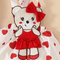 Adorable dibujo animado Oso Amor Bebé Niña Color Sólido Correa Falda Diadema Traje De Verano 2024 - details 3