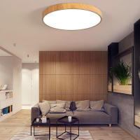 Luz LED de techo minimalista moderna, accesorios de iluminación de techo de grano de madera de forma redonda montada al Ras para dormitorio/pasillo/Bal - details 1