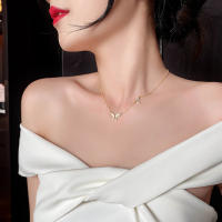 Collar de mariposa de acero inoxidable 316L, cadena ligera de lujo para clavícula pequeña, joyería exquisita de moda para mujer - details 4