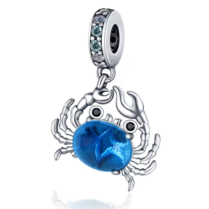 Cuentas de Joyería de Plata Esterlina 925 en Forma de Cangrejo Azul para Mujeres Apto para Pulseras de 3mm Joyería de Moda 2022 - 1