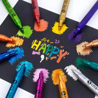 12/18 Farben, lebendige Farben, Acrylfarben-Marker – Metallic-Glitzer-Kunst-Glitzerstifte für vielseitiges Basteln auf Sammelalbum, Felsen - details 1