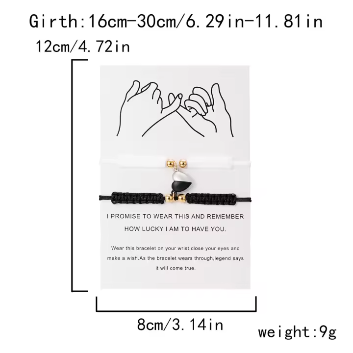 2 unids/set corazón romántico magnético atraer pareja para Mujeres Hombres moda cuerda trenzada pulsera a juego joyería de amistad - 1