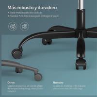Silla de Oficina de Metal con Respaldar y Soporte Lumbar Asiento Amplio y Lleno de Cojín, Diseño de Malla Gris, GS11gr - details 7