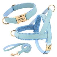 Collar de cuero para perros, juego de correas, chaleco de malla para mascotas, identificación personalizada, cables para perros pequeños, medianos y grandes - details 3