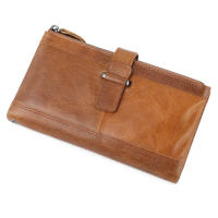 Retro cuero de vaca RFID cepillo antirrobo billetera masculina bolsa de cremallera masculina larga - details 3