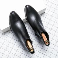 Botas de Cuero con Talón de Moda para Hombres Versátiles Versión Británica con Punta de Tobillo y Cremallera Corta Alta Calzado de Primavera Otoño - details 3