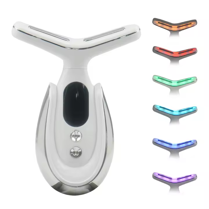 Adecuado para el hogar de las mujeres, masajeador de belleza para rostro, cuello y cuerpo, vibración de calentamiento, 7 tipos de luz de colores - 1