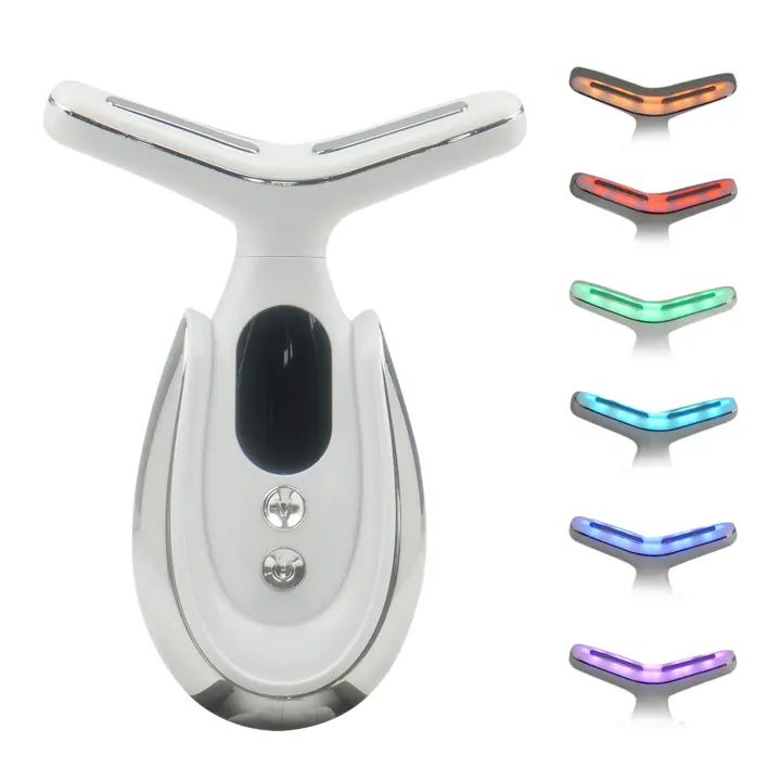Adecuado para el hogar de las mujeres, masajeador de belleza para rostro, cuello y cuerpo, vibración de calentamiento, 7 tipos de luz de colores - 1