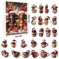 Calendario de Adviento de Navidad 2024,con 24 encantadores colgantes de perro salchicha, adornos de árbol de Navidad para decora - details 22