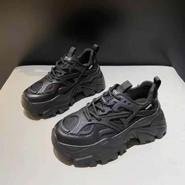 Zapatos blancos versátiles de suela gruesa que aumentan la altura, zapatos deportivos cómodos y transpirables. - 1