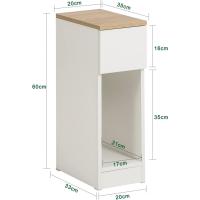 Auxiliares para Salón Mesilla de Noche Estrecha para Dormitorio con 1 Cajón y 1 Compartimento Abierto Blanco y Madera 20 x 35 x 60 cm FBT111-WNx2 ES - details 2