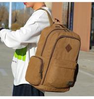 Mochila de lona de moda para hombre, bolso escolar informal Retro, Asa superior y gran capacidad, mochila d - details 3