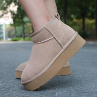 Australia Ultra Mini Botas de nieve con plataforma para mujer Cuero de gamuza de vaca Botas de tobillo casuales cálidas de invierno - details 6