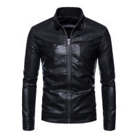 Nuevos hombres Stand Collar Tops Otoño Invierno moda Casual versátil chaqueta de cuero al aire libre suelta simplicidad comodidad abrigo sólido hombres - details 6
