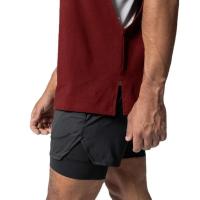 Camiseta sin mangas de gran tamaño con corte lateral abierto para hombre, ropa de culturismo de secado rápido con estampado de l - details 12