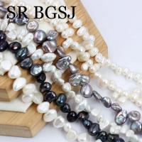 Venta al por mayor, cuentas perforadas laterales, negro, blanco, rosa, perlas naturales de agua dulce, fabricación de joyas, cuentas artesanales DIY de 14'' - details 4