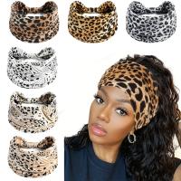 Diademas anchas para mujer, turbante anudado, diademas elásticas antideslizantes, envolturas para la cabeza bohemias, bufandas para el cabello de algodón para Yoga y entrenamiento de leopardo - details 0