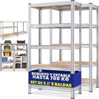 Estanterías Metálicas 5 Niveles Almacenamiento 170x75x30cm Carga máxima de 350kg Metal galvanizado - details 3