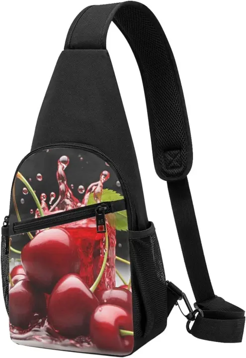Mochila Cruzada Bolsa de Pecho para Hombres y Mujeres Bolsa de Viaje y Senderismo Jugo de Cereza - 1