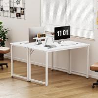 Mesa de ordenador de 100 cm, mesa de trabajo con estante, robusta y fácil de instalar, madera y metal, diseño moderno, estilo industrial - details 5