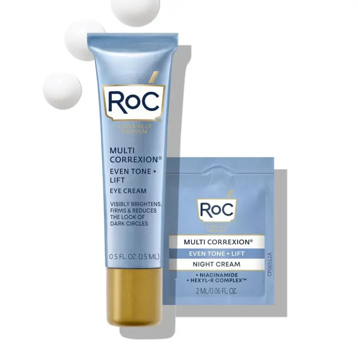 RoC Multi Correxion 5 en 1 antienvejecimiento para hinchazón, bolsas debajo de los ojos y ojeras, tratamiento para el cuidado de la piel manteca de karité, (.5 oz) - 1