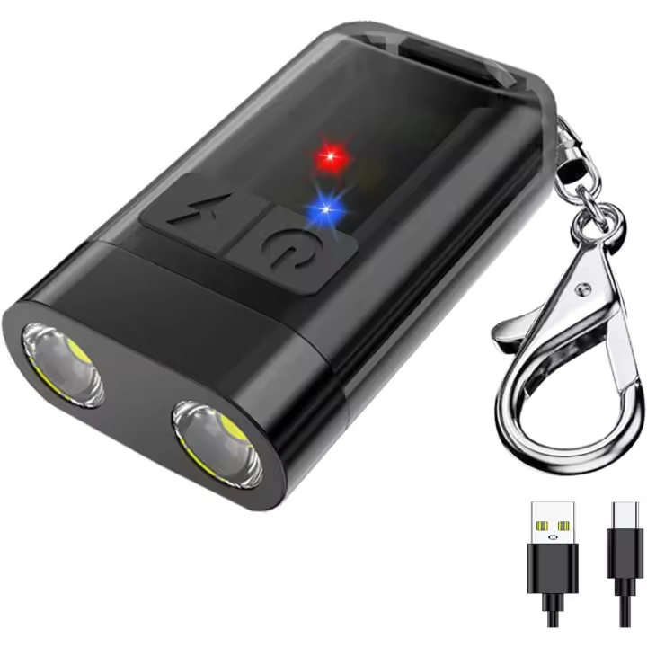 Mini linterna llavero, linterna llavero, fuente de luz principal de doble color, mini linterna portátil, linterna llavero impermeable IPX4, luz llavero batería de larga duración, compañero ideal al aire libre - 1