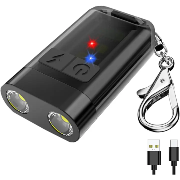 Mini linterna llavero, linterna llavero, fuente de luz principal de doble color, mini linterna portátil, linterna llavero impermeable IPX4, luz llavero batería de larga duración, compañero ideal al aire libre - 1