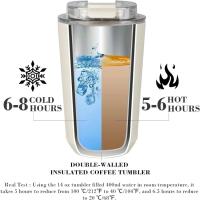 Taza Tumbler Termo de Acero Inoxidable Blanco Lechoso Botella de Agua Aislada para Viajes - details 0