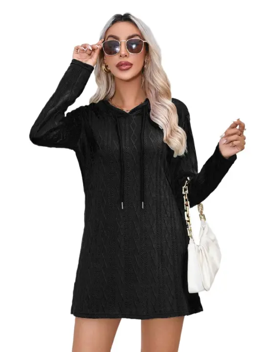 Vestido de manga larga con capucha para mujer, minifalda ligera, ropa de lujo de alta gama, promoción, moda X 2025 - 1