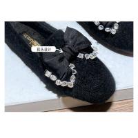 Zapatos planos de piel de visón con lazo de cristal para mujer, mocasines de algodón de felpa cálidos, cuentas de cordones de punta cuadrada, Invierno - details 33