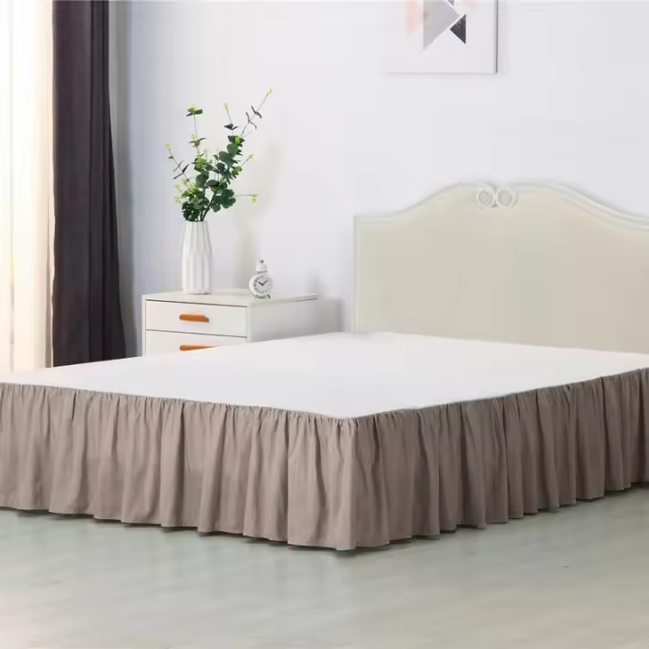 Falda de cama arrugada de algodón cepillado, muy vendida - 1