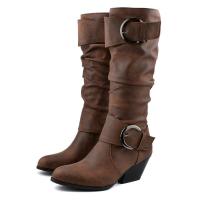 Otoño Invierno mujer tacones de cuña botas martin de cuero zapatos de plataforma casuales botas para mujer - details 4
