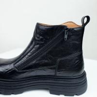 Botas Chelsea botas de cabeza redonda de piel de vaca de primera capa de suela gruesa botas de hombre con cremallera lateral - details 17