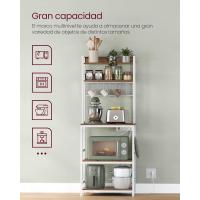 Estantería para Panadería con Toma de Corriente, Soporte de Microondas, Estantería de Cocina, Alambre de Metal, 14 Ganchos, 40 x 80 x 170 cm, Marrón Rústico y Negro - details 51