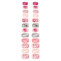 Uñas falsas dulces con decoración estereoscópica del corazón Material respetuoso del medio ambiente y seguro para Nail Art Experi - details 3