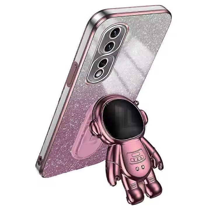 Para Honor 80 Pro 5G funda galvanizada Kickstand PC + TPU Glitter Powder cubierta del teléfono móvil - 1