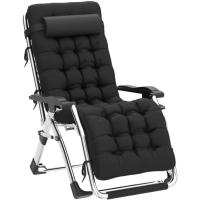 Silla reclinable para actividades al aire libre con gravedad cero y portavasos, silla extra ancha y ajustable para tumbonas de Patio Garden Beach Beach, con cojines de 200 kg (Black1) - details 3