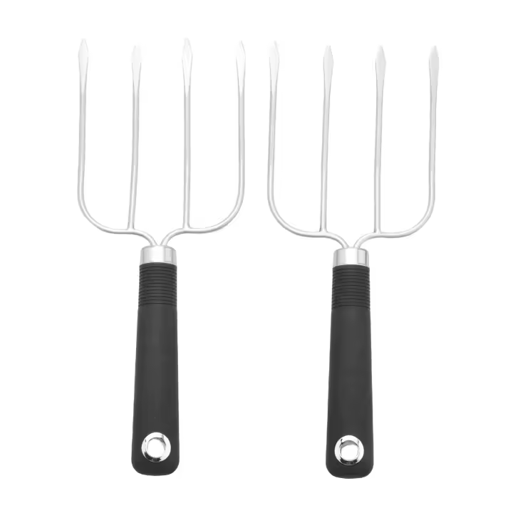 Tenedor para carne de piezas, tenedores para asar aves de corral, pollo asado con agarre antideslizante, tenedores de pavo para barbacoa y Pros de Acción de Gracias, 2 uds. - 1