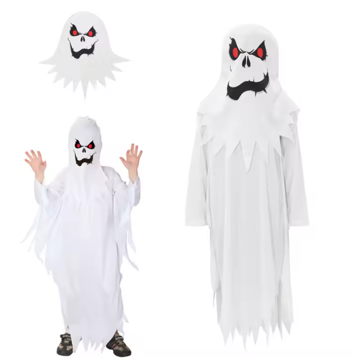 Disfraz de fantasma blanco para niños y niñas, traje de Cosplay de miedo para niños, actuación en escenario, fiesta de carnaval, traje de vestir - 1
