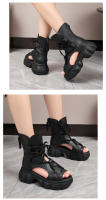 Botas retro de cuero de vaca para mujer 2025 verano Sandalias romanas con suela gruesa y con agujeros - details 8