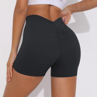 Hamidou pantalones cortos de Yoga de Color sólido para mujer, pantalones cortos deportivos elásticos de cintura alta para Fitness, glúteos de melocotón, pantalones de Yoga para correr - details 16