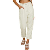 Pantalones largos de pana de cintura alta, casuales, de color sólido, holgados y rectos para mujer, otoño. - details 20